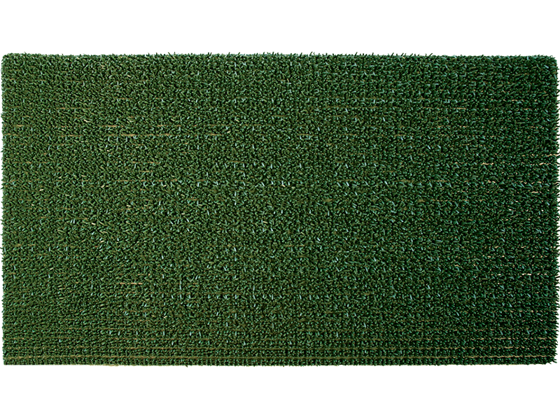 Tappeto in cotone verde con ricamo a rombo Brandani